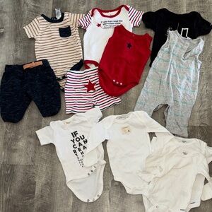 Lot of 11 baby boys 0-3M clothing and onsies sets